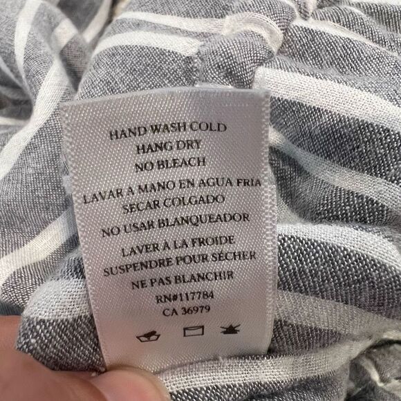 Rails Brooklyn Linen Blend Grey and White Striped Cropped Jumpsuit Size S - Picture 11 of 11